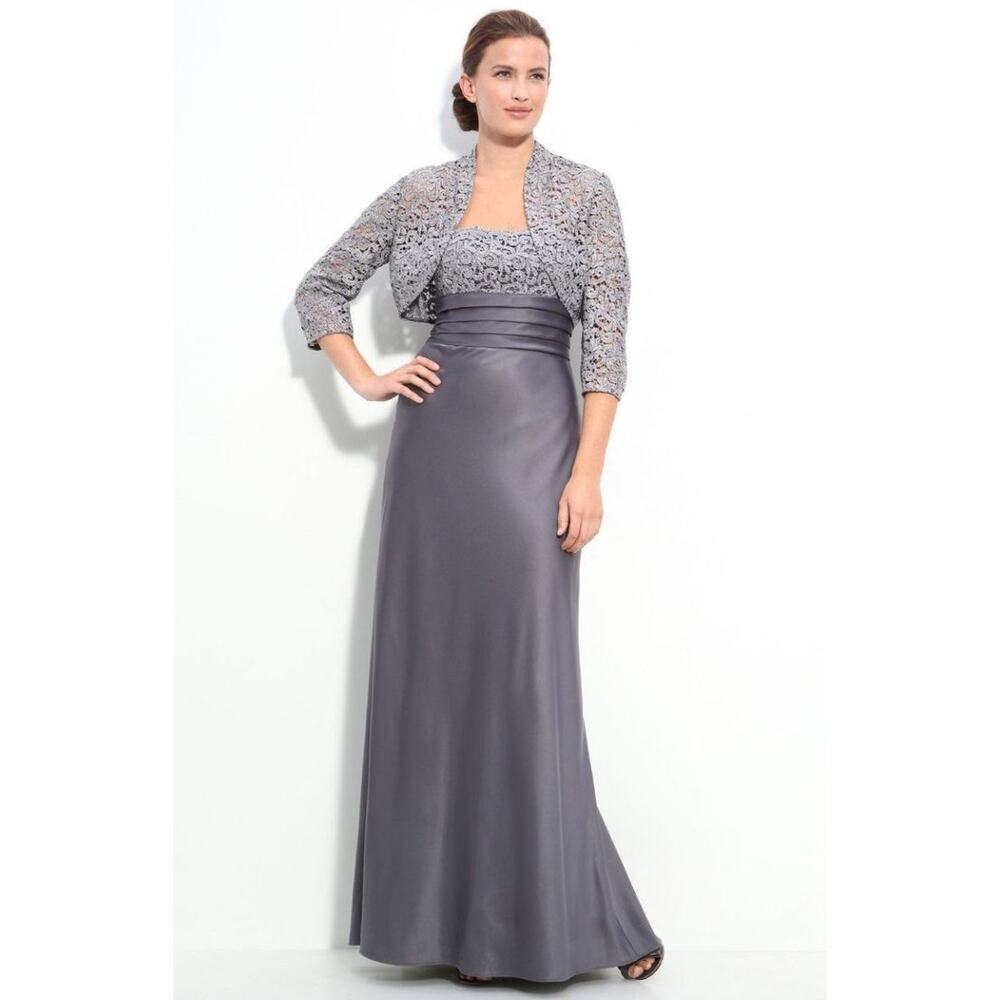 Adrianna Papell Blue Lace Off The Shoulder Dress Formal Wedding Holiday Size 16